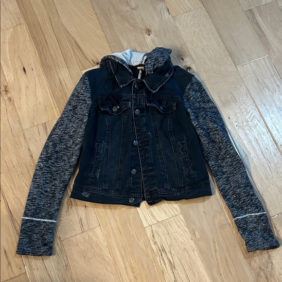 Free People Black Denim Jacket, size small. - Picture 2 of 5